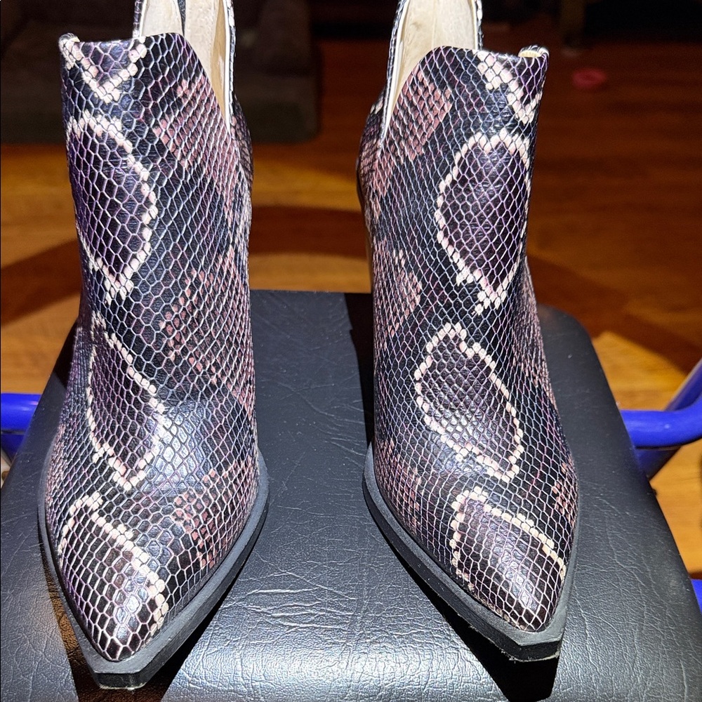 Vince Camuto Snakeskin Ankle Boots - Black and Brown